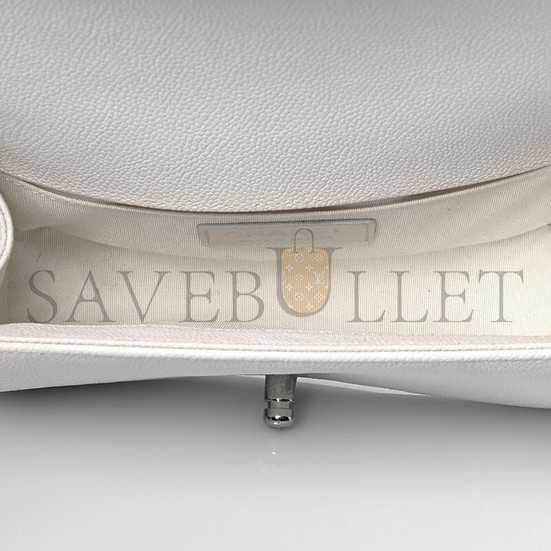 CHANEL CAVIAR QUILTED SMALL BOY FLAP WHITE A67085 B10211 10601 (20*12*8cm)